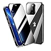 ZGSENLAN Anti-Spy Case for iPhone 14 Pro Max, Security Lock + Magnetic Adsorption Metal Bumper 360° Full Body Double Sided Tempered Glass Camera Lens Protector（Black）