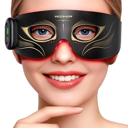 Viconor Red Light Therapy for Eyes No Light Leakage Under Eye Red Light Therapy 630nm Red Light & 850nm Infrared Red Light Therapy Device Revital Eyes Red Light Therapy with Rechargeable Remote