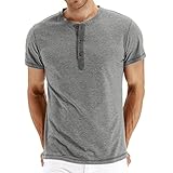 Men's Fashion Henley Shirt Short Sleeve Athletic Henley Top Casual Slim Fit Lightweight 3 Button T S