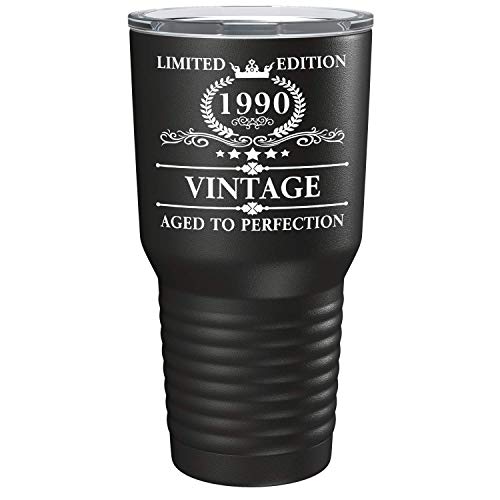 1990 Vintage Limited Edition 30th Birthday Gift onBlack 30 oz Stainless Steel Tumbler