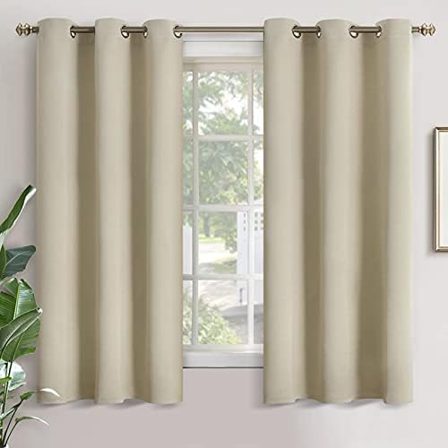 YoungsTex Beige Room Darkening Curtains for Bedroom - Thermal Insulated with Grommet Top Blackout Window Curtain Panels for Living Room, 2 Panels, 42 x 63 Inch