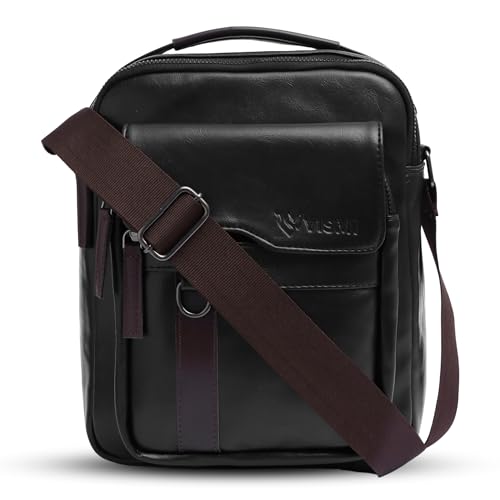 Image of VISMIINTREND Leather Sling Bag for Men Travel | Side Shoulder Messenger Bag for Man | Fits 10 inch ipad | Corporate Gifts for Men | Birthday Gift for Husband /Father | Premium