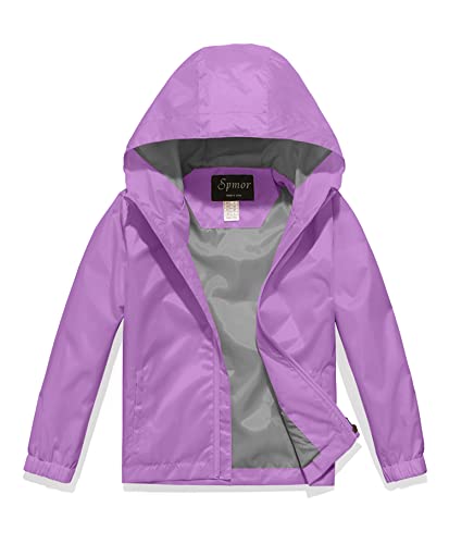 Image of Boys Girls Rain Jackets Lightweight Waterproof Hooded Raincoat Lined Windbreakers for Kids