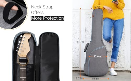 Image of The Melod Electric Guitar Gig Bag,Case,Cover, with Backpack Dual Adjustable Straps, Padded Protection, Electric Guitar Case Khaadi Grey