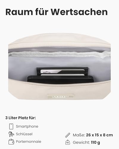 LARKSON Bauchtasche Damen & Herren Beige - Finn - Hüfttasche für Sport Outdoor Stadt - Gürteltasche Stylisch für Festival - Crossbody Bag mit Gurt - Wasserabweisend