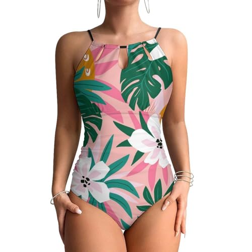 Maillots de bain une pièce femme gainant imprimé fleur blanche ananas