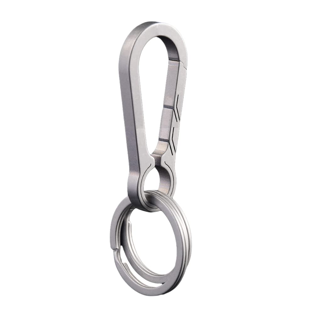 suiwoyou Titanium Key Chain with Stainless Steel Key Rings Carabiners Solid Keychain for Men and Women