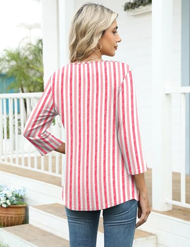 Image of LOMON Womens 3 /4 Length Sleeve T Shirts Asymmetrical Neck Tops Business Blouses for Women Fashion 2026