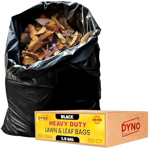 39 Gallon Trash Bags Heavy Duty 1.5 Mil Black - 50 Count Large Trash Bags - Individually Folded - Industrial Trash Bags 39 Gallon – 33W x 43L Cover
