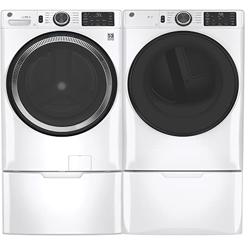 GE GFD55GSSNWW 28" Front Load Gas Dryer with 7.8 cu. ft. Capacity Built-in WiFi HE Sensor Dry and Sanitize Cycle in White