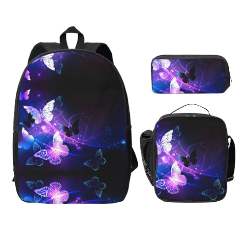 Sac à dos 3 pièces noir contre le mal de dos avec sa boîte repas et sa trousse d'école