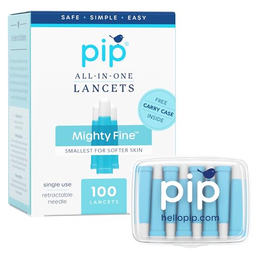 Pip Lancets for Diabetes Testing - 30G x 1.0mm Ultra-Thin Needles - 100 Count Safety Lancets | Single-Use Design for Painless Blood Glucose Testing - No Lancing Device Needed - Blue