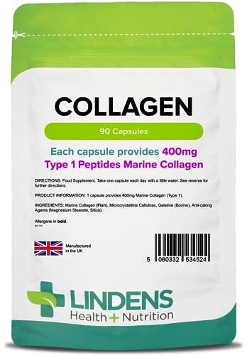 Lindens-Collagen-Marine-400mg-Capsules-90-Pack-Marine-Source-Hydrolysed-Collagen-in-A-Rapid-Release-Capsule-for-Maximum-Absorption-UK-Manufacturer