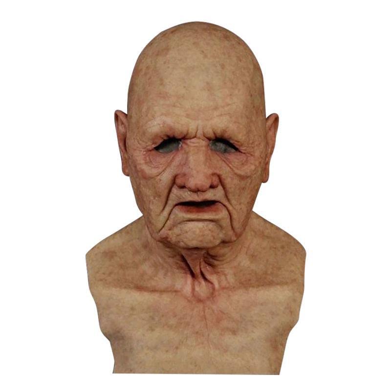Old Man Mask,Halloween Latex Face Masks with Gray Hair,Halloween Mask (B)