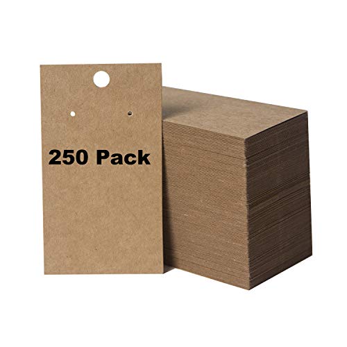 250 Pack Earring Display Cards  Earring and Bracelet Jewelry Display Cards - Wholesale Kraft Hanging Earring Cards  2 x 3.5 inches  Brown Kraft (Pack of 250)