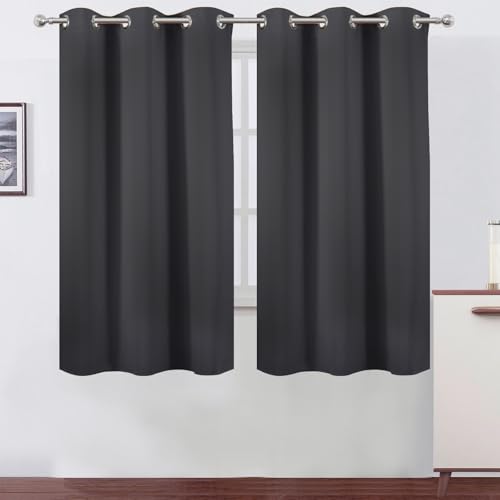 Image of LEMOMO Dark Grey Thermal Blackout Curtains /38 x 63 Inch /Set of 2 Panels Room Darkening Curtains for Bedroom