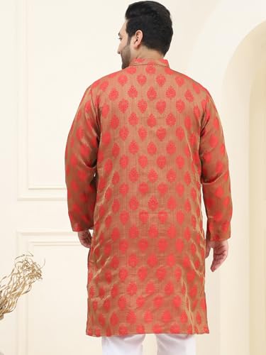 Image of SOJANYA Plus(Since 1958) Men's Pure Cotton Kurta with White Embroidery