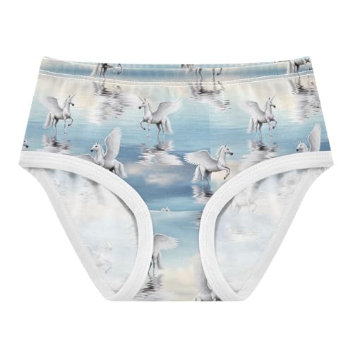 Joisal Durable Toddler Girls Underwear 2t Cotton Little Girl Panties Elegant Unicorns Pegasus White Briefs Underpants