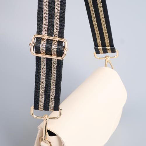 Image of chushui Herringbone Purse Strap Replacement Wide Adjustable Crossbody Strap with Metallic Thread,Woven Fashion Shoulder Bag Strap for Tote Handbag, Gold Silver Shimmer