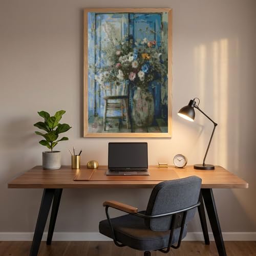 Image of Vintage Country and Flowers Cross Stitch Kits for Adults,11CT Stamped Cross Stitch Kits for Beginner,DIY Needlepoint Embroidery Patterns Kits Embroidery Patterns for Home Wall Decor 15.7x11.8 inches