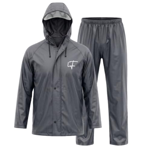 Image of Leriya Fashion Raincoat for Men Waterproof with Hooded Cap | Lightweight Windproof Rainsuit Jacket for Men Waterproof | 2-Piece Raincoat with Button Closure | Rainwear Ideal for Bike Riding & Travel