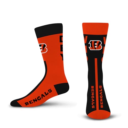 FBF - NFL Adult Team Logo Big Top Mismatch Dress Socks Footwear For Men And Women Game Day Apparel (Cincinnati Bengals)
