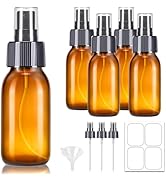 Tecohouse Glass Spray Bottles 2 oz, Amber Empty Spray Bottle for Essential Oils, Small Glass Bott...