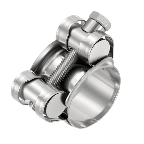 Kozelo 304 Stainless Steel T-Bolt Hose Clamp, Adjustable OD Range 2" to 2.2" (52-55mm) Heavy Duty Pipe Strap Clamp, Metal Fuel Line Clamping for Automotive, Plumbing, Industrial