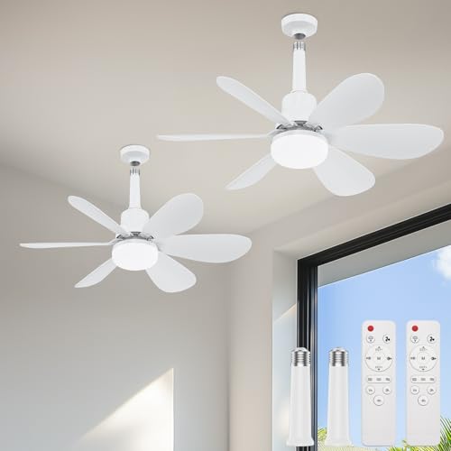 Nuueo Socket Fan Light, 20.5'' Ceiling Fans with Lights, E27 Socket Light Bulb Fan with...