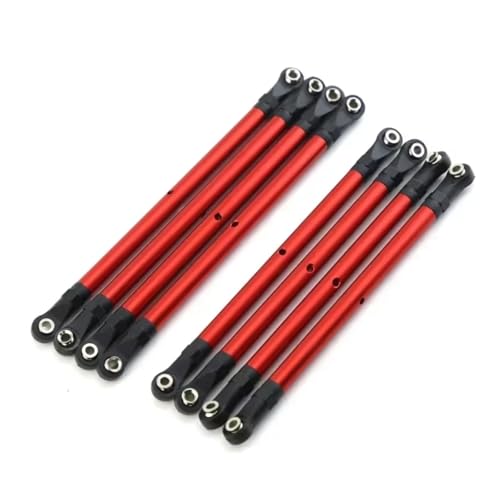 Rc Special Connecting Rod for Axial for SCX10 90046 for TRX4 1/10 8 PCS Aluminum Alloy RC Link Rod Linkage Set 313MM Wheelbase RC Crawler Car Accessories Replacement Use(Red)