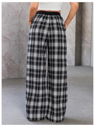 Image of SOLY HUX Women's Plaid Checkered Pants Flannel Pajama Pants with Pockets