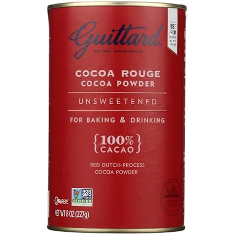E Guittard Cocoa Powder, Unsweetened Rouge Red Dutch Process Cocoa, Two (2) 8oz Cans Cover