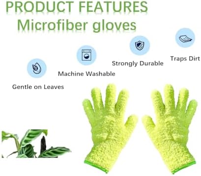 Microfiber Gloves for Plant Dusting, Dusting Gloves for Plants, Gentle Leaf Shine - Thumbnail 3