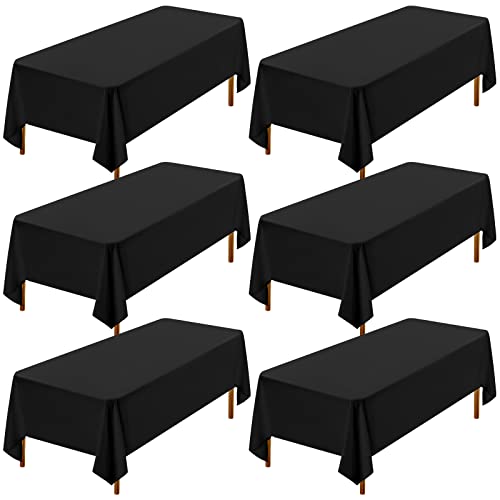 6 Packs Nappes de Table en Polyester Noir pour Tables Rectangulaires 6ft 60 x 102 Inch Nappes de Table Rectangulaires Lavables en Tissu Noir Couvertures de Table pour Mariage Banquet Restaurant Cover