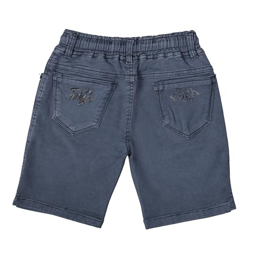 Image of Boys Regular fit Shorts, Elastic with Drawstring Waistband, Stretchable Soft Cotton Denim, Solid, Above Knee Length
