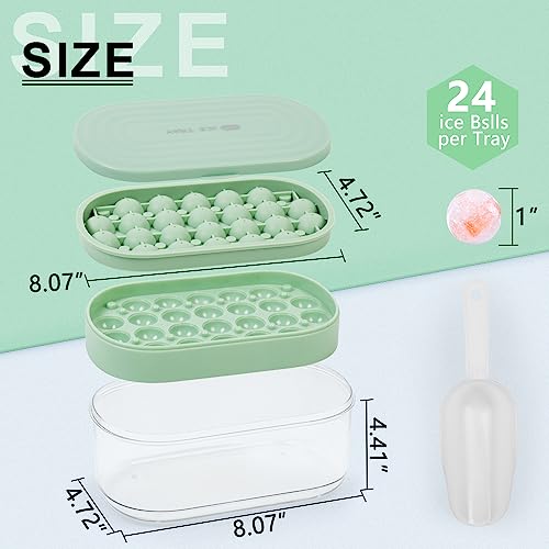 Round Ice Cube Trays,Ice Tray For Freezer With Lid & Bin,Silicone Sphere Ice Cubes Mold Bpa Free,Easy Release Ice Ball Maker Mold With Cover,Container,Scoop For Chilled Drink,Cocktail,Coffee&Whiskey #TOP1