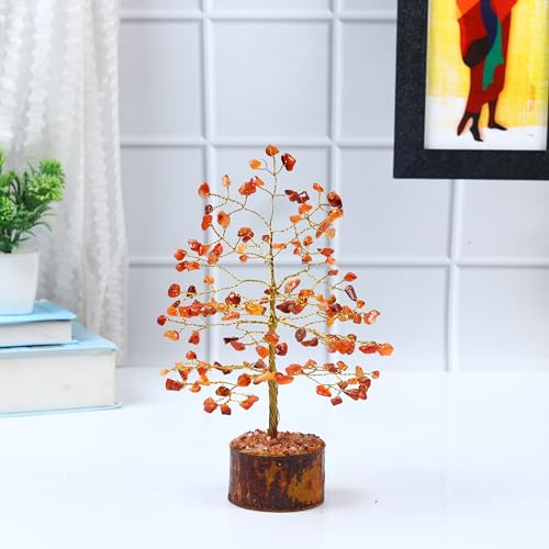 Image of ZAICUS Carnelian Stone Tree of Life Feng Shui Bonsai 7-8 Inch