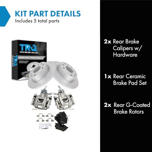 Image of TRQ Rear Brake Pad and Rotor Set Ceramic G Coated Solid Rotors Calipers | For 2013 Volkswagen Beetle