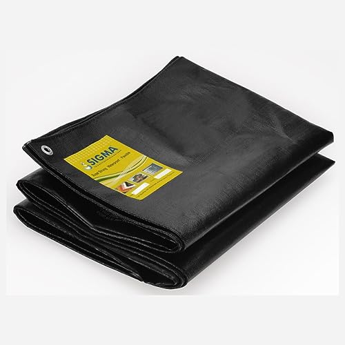 Image of SIGMA (LABLE) 10FT X 8FT 230 GSM Waterproof Tarpaulin Tharpai Thadika Heavy Duty Multipurpose Black Pure Virgin HDPE UV Treated Tadpatri Tripal (Strong Aluminium Eyelets Every 3 Feet)