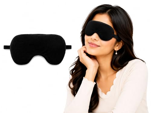 Image of Travelling Sleep Mask Light Blocking Sleeping Eye Mask With Elastic Strap For Deep Sleep, Travel, Meditation, Nap, Airplane And Office Rest Use Blind Fold For Comfortable Sleeping [Black] (Pack Of 1)