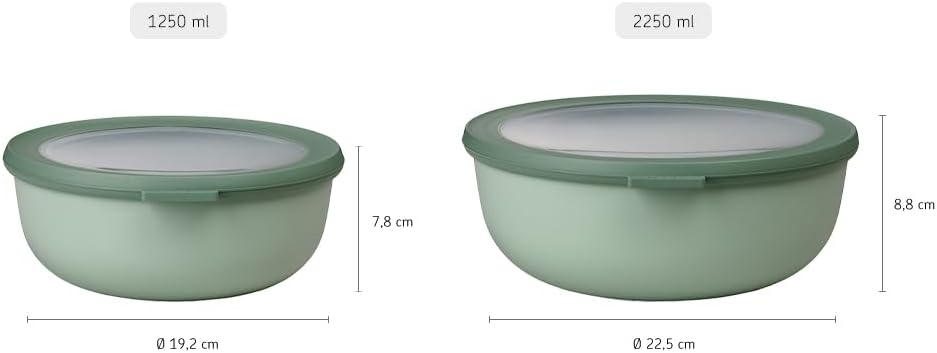 Mepal Cirqula 42oz/1,250ml Multi Food Storage & Serving Shallow Bowls with Transparent Lids | Perfect for Food Prep | Microwave & Dishwasher Safe | Nordic Pine | Made in Holland - Image 3