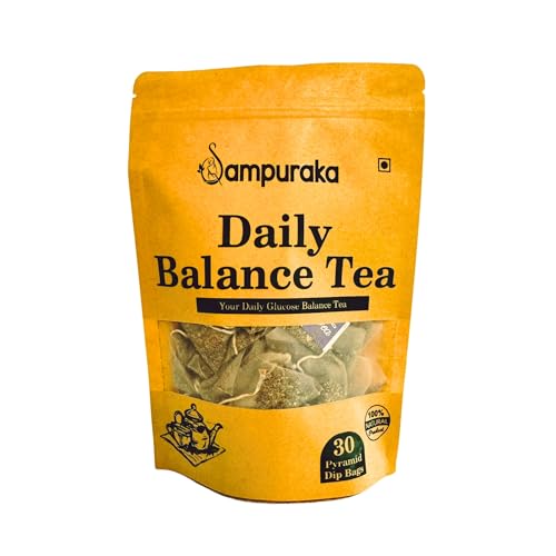 Daily Balance Tea – Natural Herbal Tea with Moringa, Gymnema, Jamun seeds, Cassia, Fenugreek, Guava leaves, Cinnamon – 30 Pyramid Tea Bags (1)