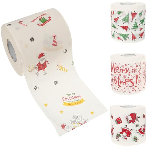 Papel higiénico navideño estampado con 4 rollos de tisú suave y resistente 2