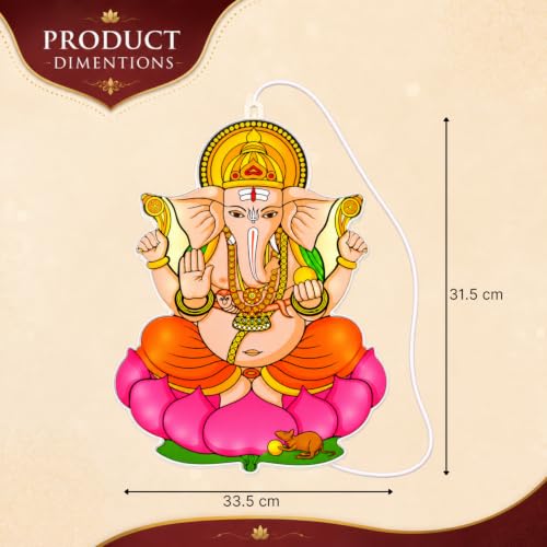 Image of One94Store Lord Ganesha LED Hanging Decoration | Colourful Ganpati Wall Hanging Light, Religious Festive Decor for Home, Temple, Door, Office, Diwali, Ganesh Chaturthi & Puja