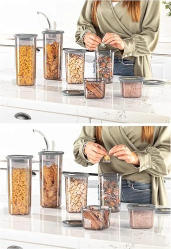 Image of Airtight Kitchen Storage and containers Set | 1200 ML Transparent Food Storage Box for Pulses, Grains, Cereals, Snacks & Dry Fruits | Kitchen Accessories Items for Home(3 Pcs)