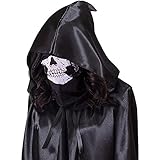 [Rina's house] 死神 2点セット コスプレ マント コスチューム マスク ハロウィン 仮装 かま 骸骨 お面 ホラー セット 変装用 衣装 (ブラック)