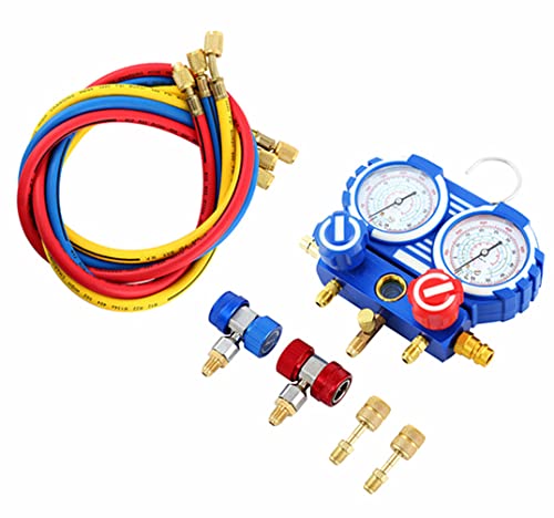 Bomba de Vacío de 4CFM 1/3HP para Aire Acondicionado y Refrigeración, Kit con Manómetro, Ideal para Sistemas R410A, R134A, R22 (Azul y Blanco) miniatura 6