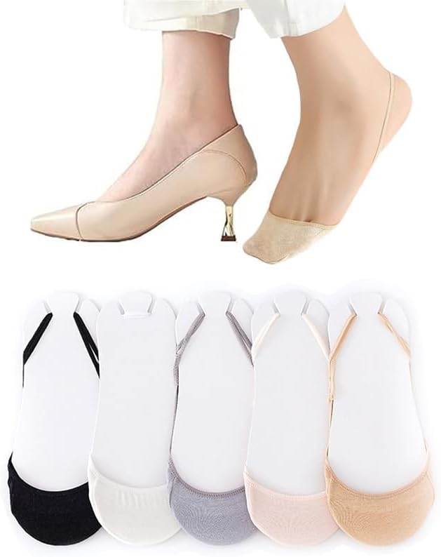 – 5 pairs of garter socks,Womens No Show Socks Nylon Ultra Low Cut Liner Socks Non-Slip Socks,Non-Skid Breathable No Show Socks,Invisible Half Socks for High Heels