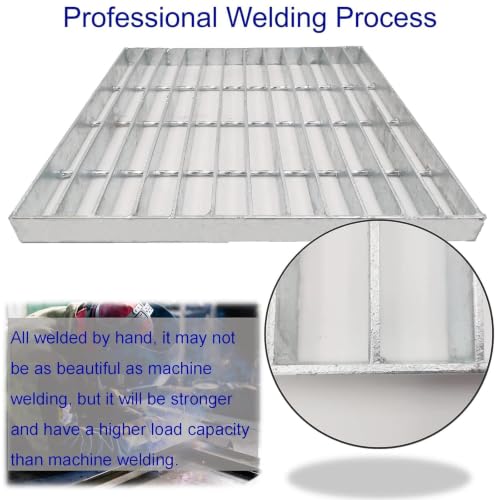 Image of Galvanized Steel Drain Grate, Driveway Channel Cover 16x16 in