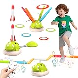 IWTBNOA 3 In 1 Outdoor Spielzeug mit Musik, Rakete Spielzeug, Ringwurfspiel für Kinder, Seilspringmaschine Kinder, Sport & Outdoor-Spielzeug, 4 Geschwindigkeiten, Fernsteuerung, für 3+ Jahre